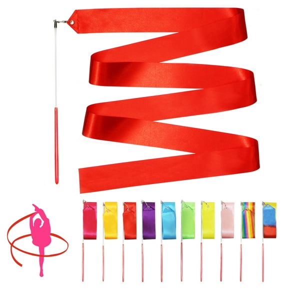 ACE SELECT Dance Ribbons with Wands 4m Rhythmic Gymnastics Ribbon Dance Streamer for Kids Baton Twirling 